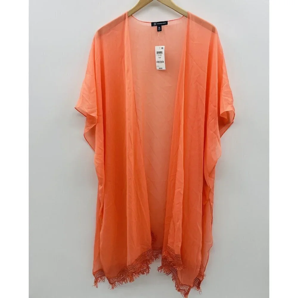 INC International Concepts Womens One Size‎ Easy Solid Fringe Topper Shawl 832